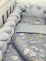 Set Velvet Braid Good Night i Plava - Pletenica sa 4 strane, plahta, jastuk, jorgan i dva ukrasna jastuka - Image 2