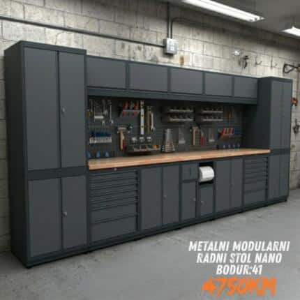 Metalni modularni radni stol "Nano-Bodur" (NO:41) (Okvir - antracit / Paneli - antracit)