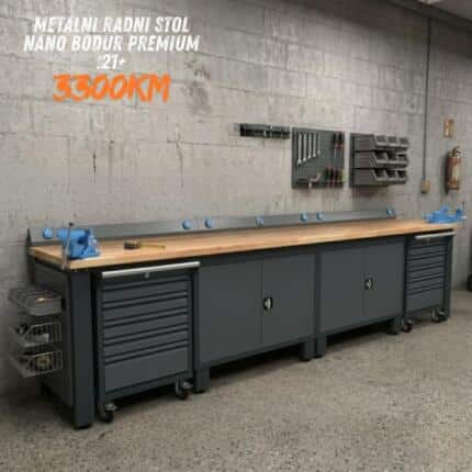 Metalni radni stol Premium "Nano-Bodur" (NO:21+) (Okvir - Antracit / Paneli - Antracit)