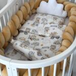 Set Velvet Braid Smeđa i Bež Pilot - Pletenica sa 4 strane, plahta, jastuk, jorgan