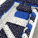 Set Flat Tamno Plave Zvjezdice – Ogradica sa tri strane, pletenica, plahta, jastuk, jorgan