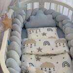 Set Velvet Braid Plava i Plave duge - Pletenica sa 4 strane, plahta, jastuk, jorgan